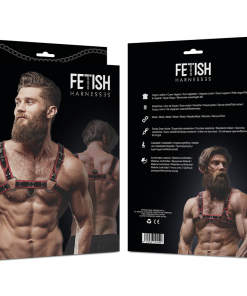 Alternative view of FETISH SUBMISSIVE ATTITUDE - ECO LEATHER CHEST STRAP HARNESS MEN BLACK/RED