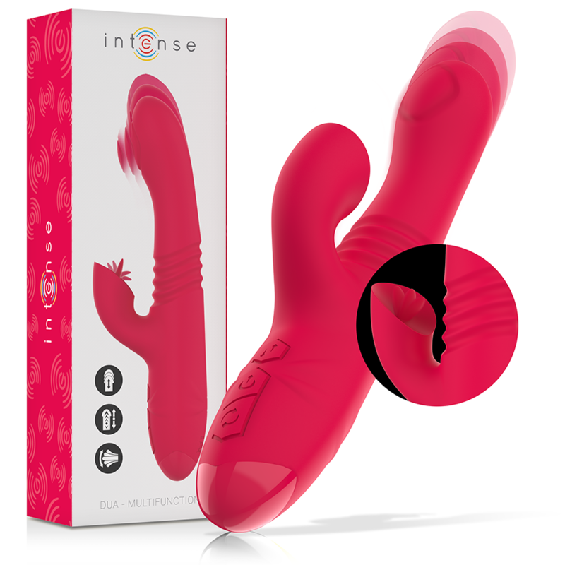 INTENSE - DUA MULTIFUNCTION RECHARGEABLE VIBRATOR UP DOWN WITH RED TONGUE