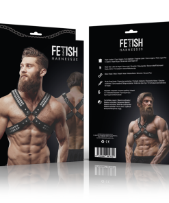 Alternative view of FETISH SUBMISSIVE ATTITUDE - CROSSED CHEST HARNESS WITH RIVETS ECO LEATHER MEN