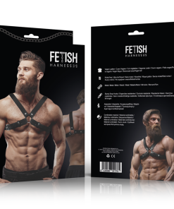 Alternative view of FETISH SUBMISSIVE ATTITUDE - BULLDOG CROSSED CHEST HARNESS ADJUSTABLE ECO LEATHER MEN