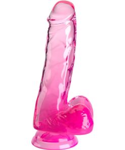 KING COCK CLEAR - REALISTIC PENIS WITH BALLS 13.5 CM PINK