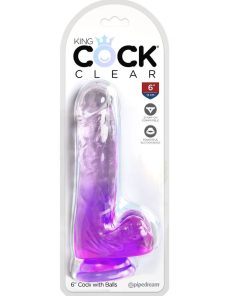 Alternative view of KING COCK CLEAR - REALISTIC PENIS WITH BALLS 13.5 CM PURPLE
