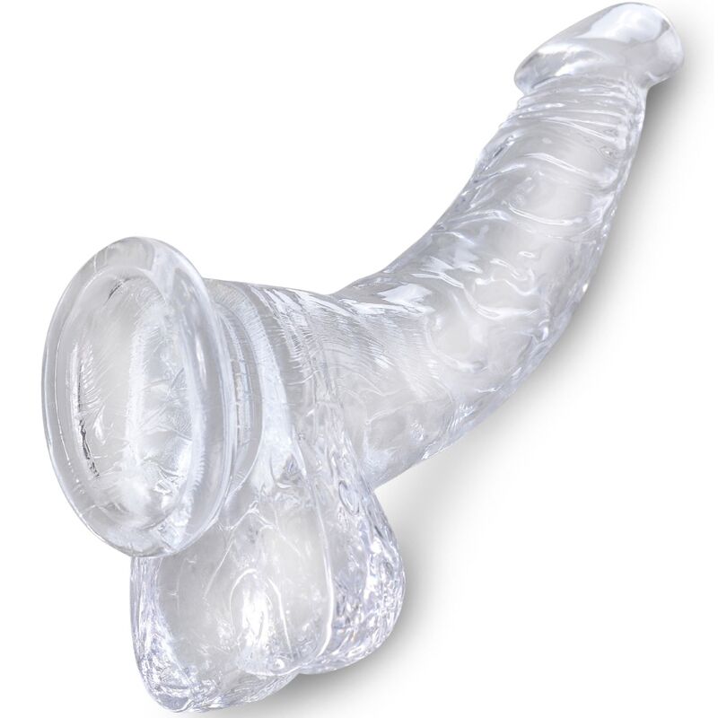 KING COCK CLEAR - REALISTIC CURVED PENIS WITH BALLS 16.5 CM TRANSPARENT - slika 3