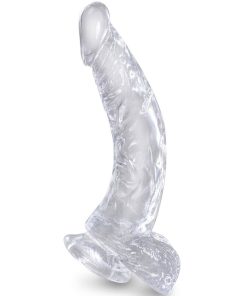 KING COCK CLEAR - REALISTIC CURVED PENIS WITH BALLS 16.5 CM TRANSPARENT