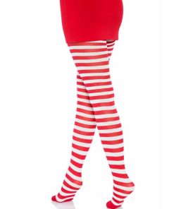 LEG AVENUE - WHITE/RED STRIPED TIGHTS - slika 3