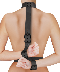 FETISH SUBMISSIVE BONDAGE - COLLAR  WRIST CUFFS BODY RESTRAINT SET - slika 3