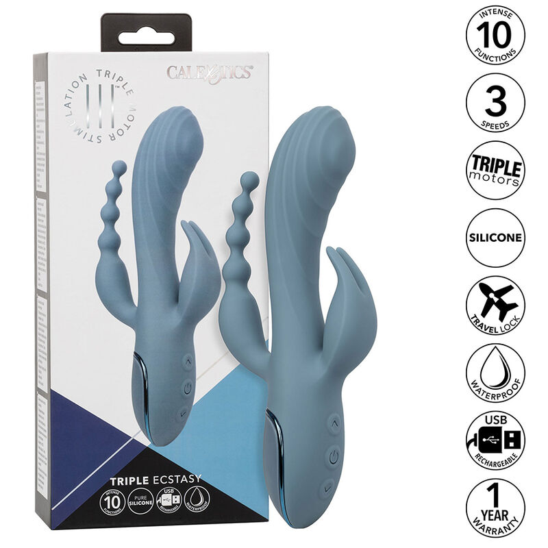 CALIFORNIA EXOTICS - VIBRATOR TRIPLE ECSTASY GREY - slika 2