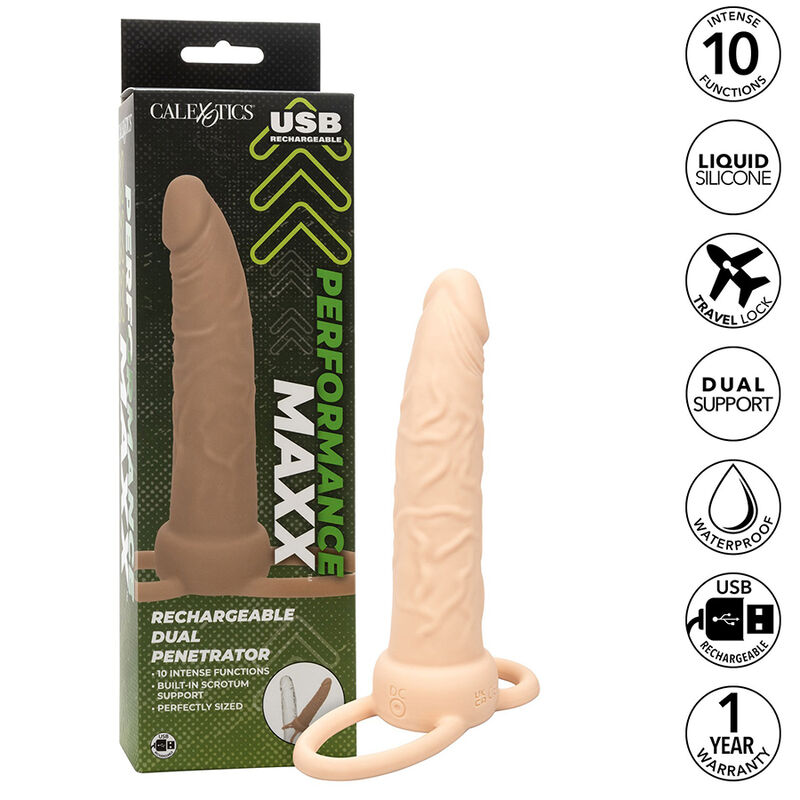 CALIFORNIA EXOTICS - PERFORMANCE MAXX RECHARGABLE DUAL PENETRATOR LIGHT SKIN - slika 3