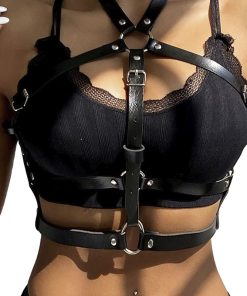 SUBBLIME - LEATHER RING CHEST HARNESS BLACK ONE SIZE