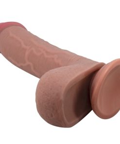 PRETTY LOVE - SLIDING SKIN SERIES REALISTIC DILDO WITH SLIDING SKIN SUCTION CUP BROWN 23.4 CM