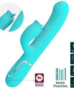PRETTY LOVE - RABBIT VIBRATOR WITH LICKING AQUA GREEN - slika 3