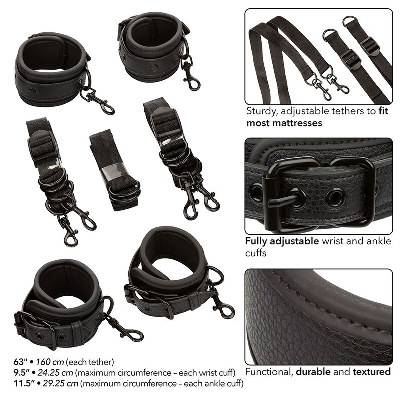 CALEXOTICS - NOCTURNAL BED RESTRAINTS LEATHER ADJUSTABLE BLACK - slika 3