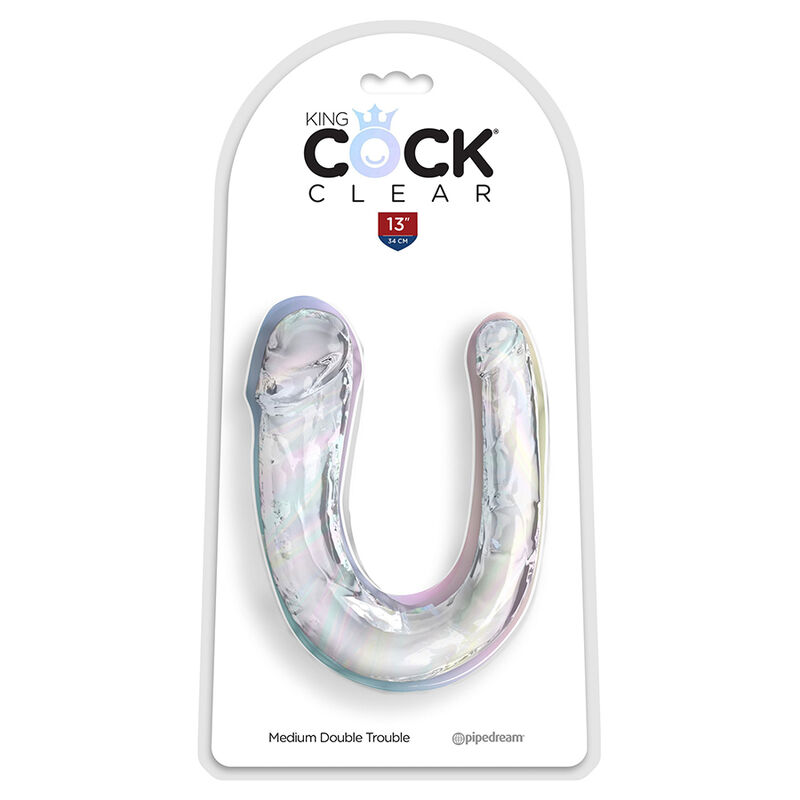 KING COCK - DOUBLE TROUBLE DOUBLE DILDO 33 CM CLEAR - slika 2