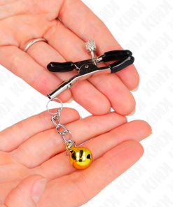 KINK - GOLD JINGLE BELL PENDANT NIPPLE CLAMPS 6 CM - slika 3