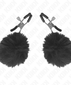 KINK - FAUX FUR BALL NIPPLE CLAMP BLACK 6 CM