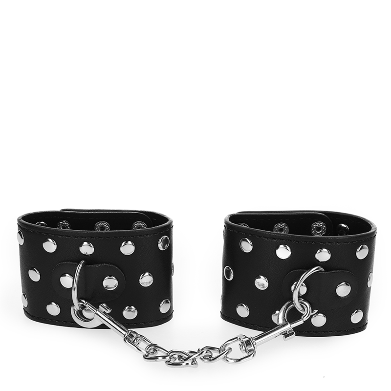 KINK - WRIST RESTRAINTS WITH SNAP FASTEN FULL OF RIVETS BLACK ADJUSTABLE 19-24 CM X 5.5 CM - slika 3