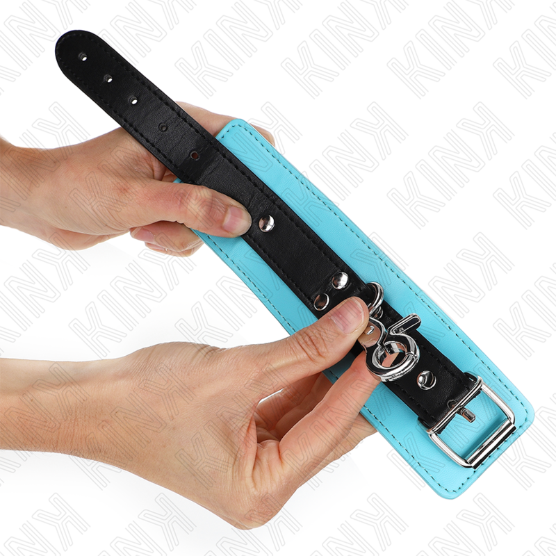 KINK - PREMIUM LOCKABLE WRIST RESTRAINTS BLACK / BLUE ADJUSTABLE 21-28 CM X 5.5 CM - slika 2