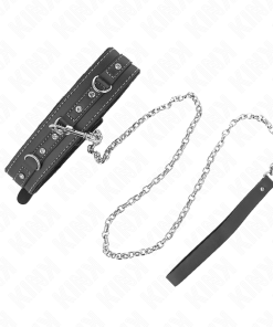 KINK - PVC LEATHER NECKLACE WITH BELT 105 CM RHINESTONE RIVET 41.5 X 4 CM - slika 2