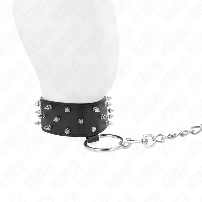 KINK - NECKLACE WITH LEASH 65 CM WITH SILVER STUDS MODEL 5 ADJUSTABLE 36-43 CM X 5 CM - slika 3