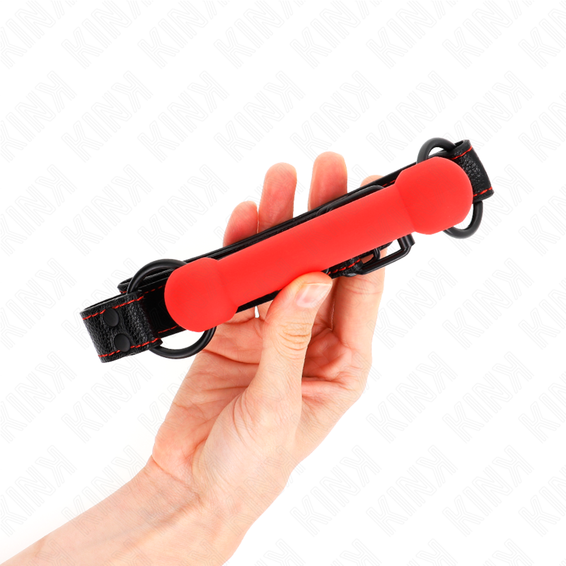 KINK - BONE GAG WITH LEATHERETTE STRAP RED ADJUSTABLE 41-57 CM - slika 2