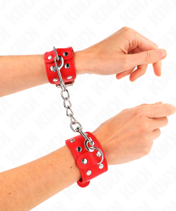 KINK - WRISTBANDS WITH DOUBLE LINE OF ADJUSTABLE STUDS RED - slika 3