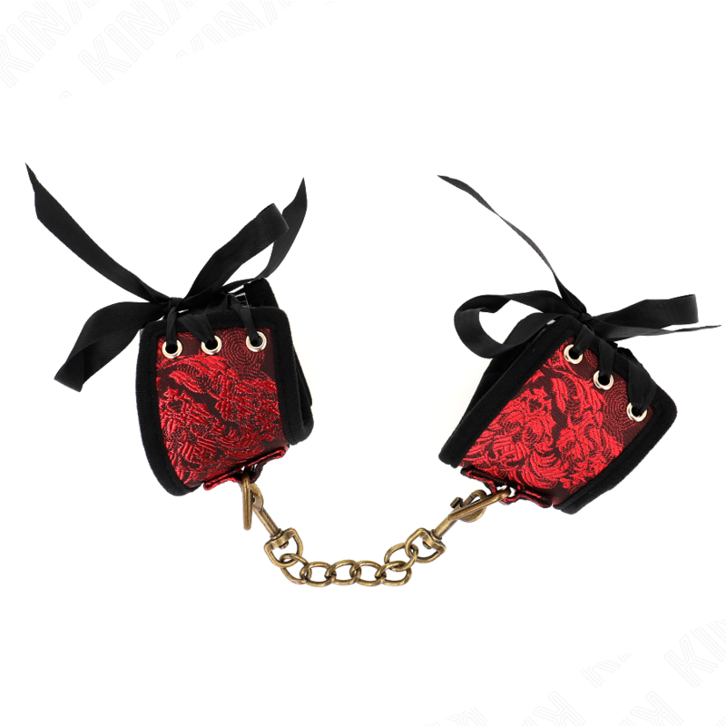 KINK - SCANDAL WRIST RESTRAINTS RED-BLACK LACE DETAILS 24.5 CM X 6.5 CM - slika 2