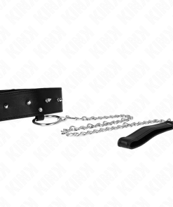 Alternative view of KINK - NECKLACE 65 CM WITH LEASH WITH SILVER STUDS MODEL 2 ADJUSTABLE 36-43 CM X 5 CM