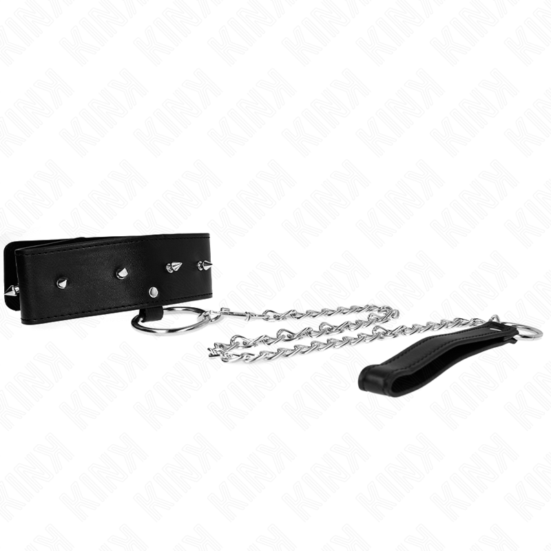KINK - NECKLACE 65 CM WITH LEASH WITH SILVER STUDS MODEL 2 ADJUSTABLE 36-43 CM X 5 CM - slika 2