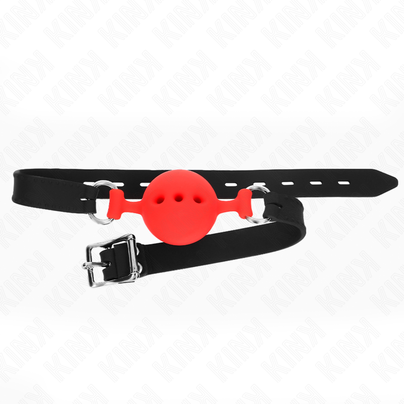 KINK - FULL SILICONE GAG 55 x 2 CM WITH 4.5 CM BALL SIZE M RED ADJUSTABLE 35-51 CM - slika 3