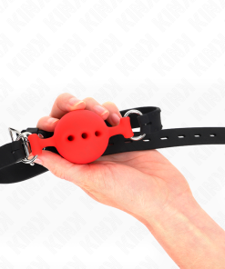 KINK - FULL SILICONE GAG 55 x 2 CM WITH 4.5 CM BALL SIZE M RED ADJUSTABLE 35-51 CM - slika 2