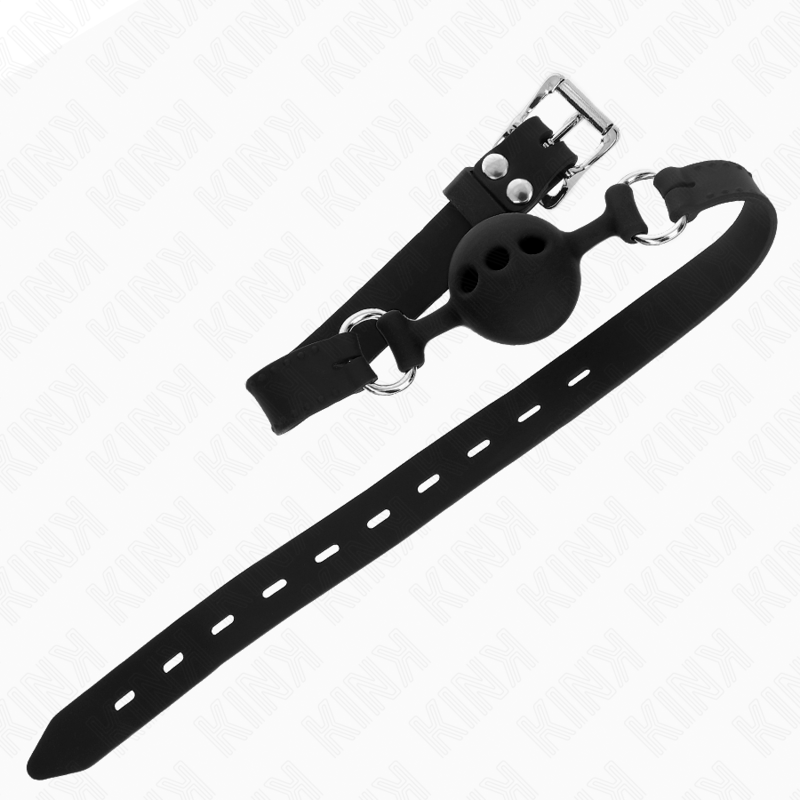 KINK - FULL SILICONE GAG 55 x 2 CM WITH 4 CM BALL SIZE S BLACK ADJUSTABLE 35-51 CM - slika 3