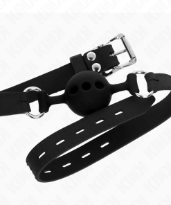 KINK - FULL SILICONE GAG 55 x 2 CM WITH 4 CM BALL SIZE S BLACK ADJUSTABLE 35-51 CM - slika 2