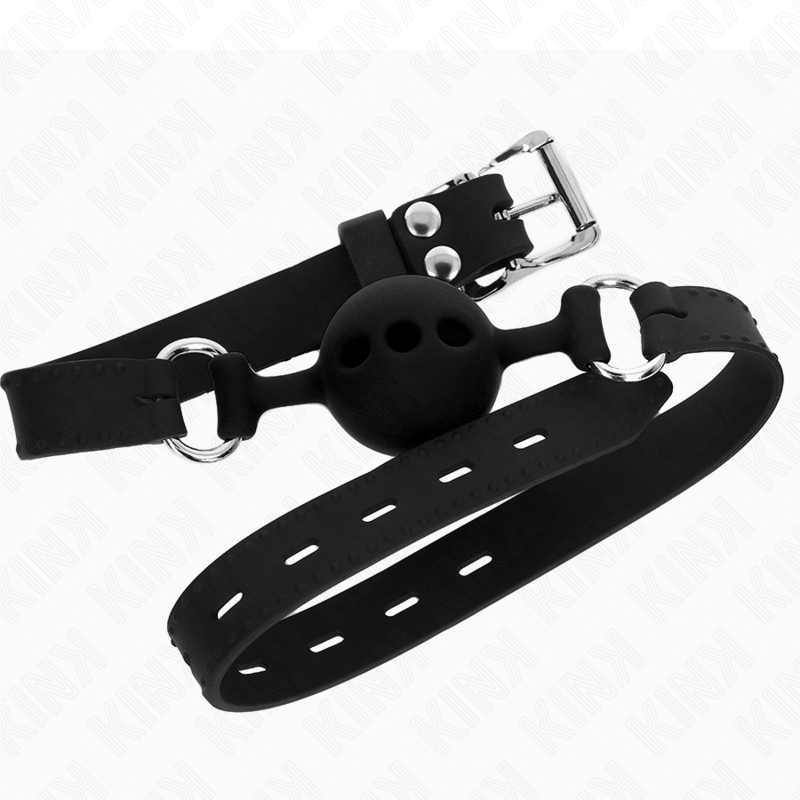 KINK - FULL SILICONE GAG 55 x 2 CM WITH 4 CM BALL SIZE S BLACK ADJUSTABLE 35-51 CM - slika 2
