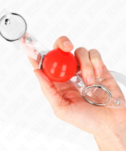 KINK - RED TRANSPARENT PVC BALL 4 CM GAG ADJUSTABLE - slika 3