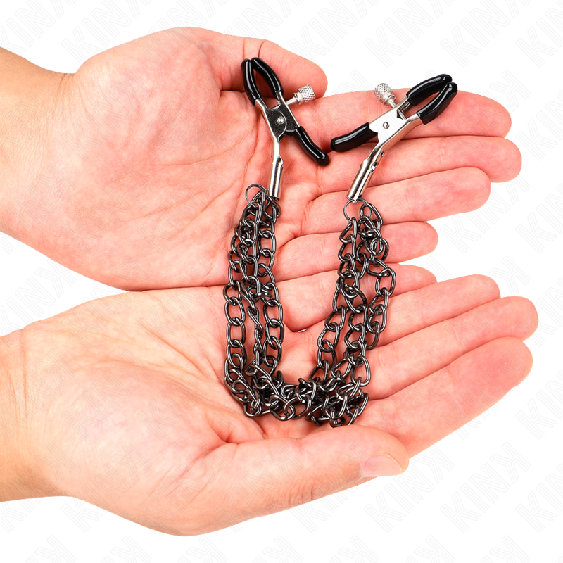 KINK - NIPPLE CLAMPS WITH 3 CHAINS BLACK 20/23/28 CM - slika 3