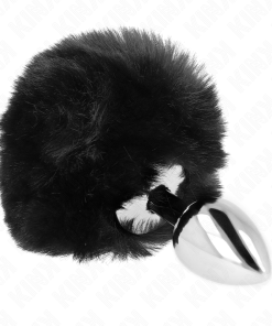 KINK - STAINLESS STEEL PLUG 7 x 3 CM WITH BLACK FAUX FUR RABBIT TAIL 8 CM - slika 3