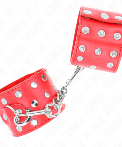 KINK - WRIST RESTRAINTS WITH SNAP FASTEN FULL OF RIVETS RED ADJUSTABLE 19-24 CM X 5.5 CM - slika 3
