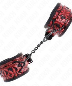 KINK - DIAMOND PATTERN WRIST RESTRAINTS DARK RED ADJUSTABLE 17-26 CM X 5.5 CM - slika 3
