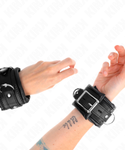 KINK - HEAVY WRIST RESTRAINTS WITH BLACK FUR LINED ADJUSTABLE 20-30 CM X 6 CM