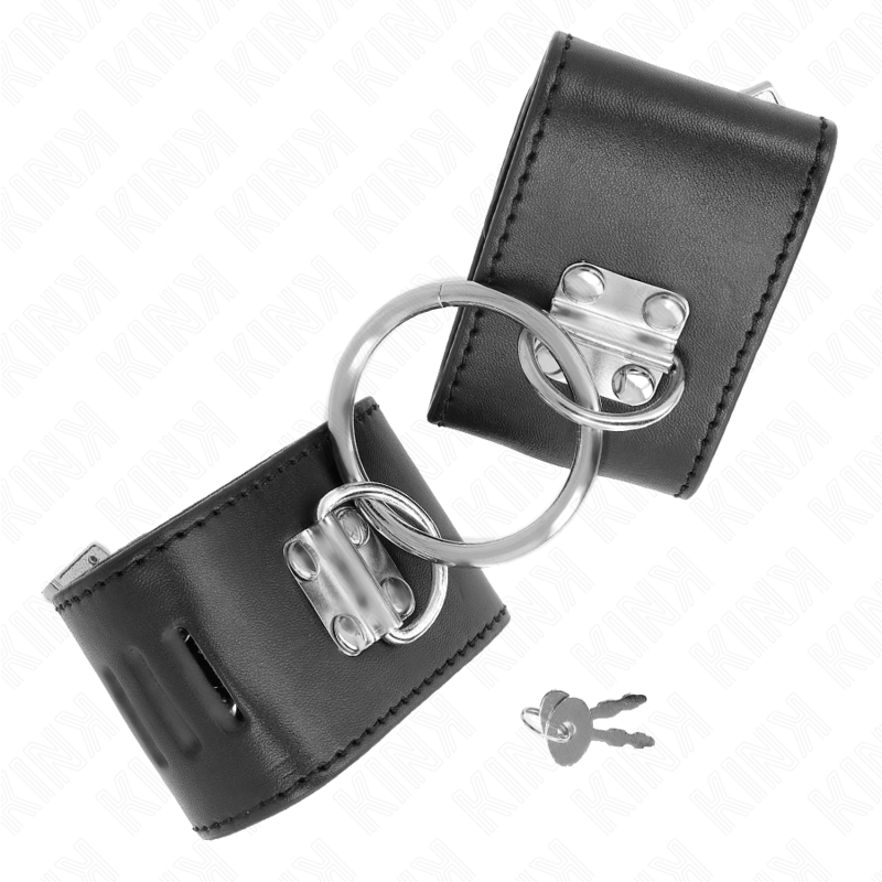KINK - FIXED WRIST RESTRAINTS WITH RING AND PADLOCK CLOSURE BLACK ADJUSTABLE 16-23 CM X 5.5 CM - slika 3