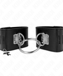 Alternative view of KINK - FIXED WRIST RESTRAINTS WITH RING AND PADLOCK CLOSURE BLACK ADJUSTABLE 16-23 CM X 5.5 CM