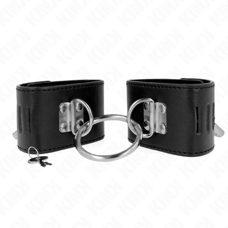 KINK - FIXED WRIST RESTRAINTS WITH RING AND PADLOCK CLOSURE BLACK ADJUSTABLE 16-23 CM X 5.5 CM - slika 2