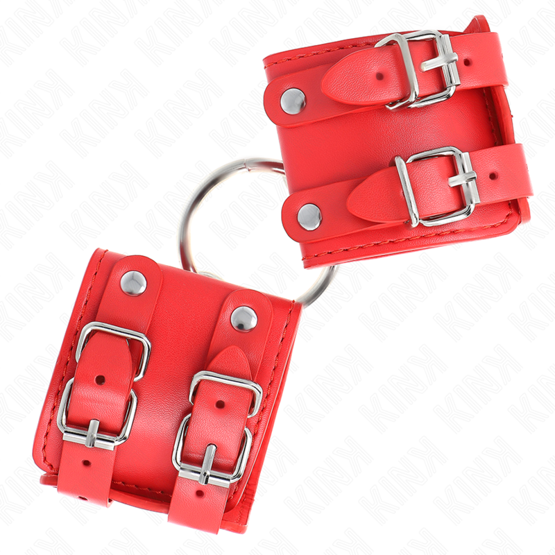 KINK - FIXED WRIST RESTRAINTS WITH RING AND STUDS ADJUSTABLE RED 17-22 CM X 6.5 CM - slika 3