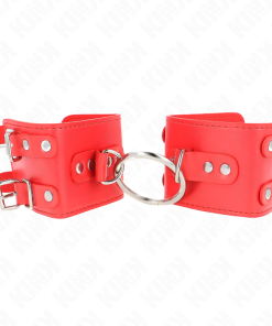 KINK - FIXED WRIST RESTRAINTS WITH RING AND STUDS ADJUSTABLE RED 17-22 CM X 6.5 CM - slika 2