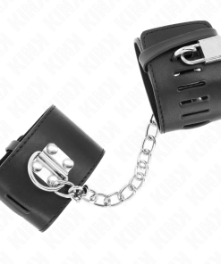 KINK - FIXED WRIST RESTRAINTS WITH CHAIN 30 CM AND PADLOCK CLOSURE BLACK ADJUSTABLE 16-23 CM X 5.5 CM - slika 3