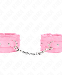 KINK - PREMIUM FUR LINED WRIST RESTRAINTS PINK WITH PINK BELT ADJUSTABLE 17-29 CM X 6 CM - slika 2