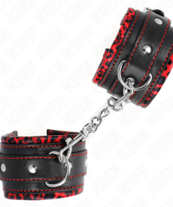 KINK - FUR LINED WRIST RESTRAINTS RED / BLACK ADJUSTABLE 17-29 CM X 6 CM - slika 3