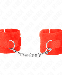 Alternative view of KINK - BEGINNER FUR HAND CUFFS RED 30 X 7 CM