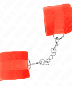 KINK - BEGINNER FUR HAND CUFFS RED 30 X 7 CM - slika 3