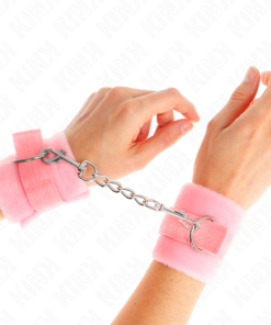 KINK - BEGINNER FUR HAND CUFFS PINK 30 X 7 CM